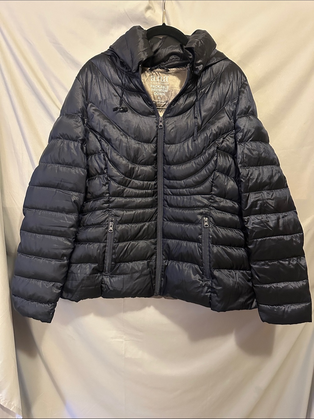 a.n.a Navy Packable Hooded Puffer Jacket